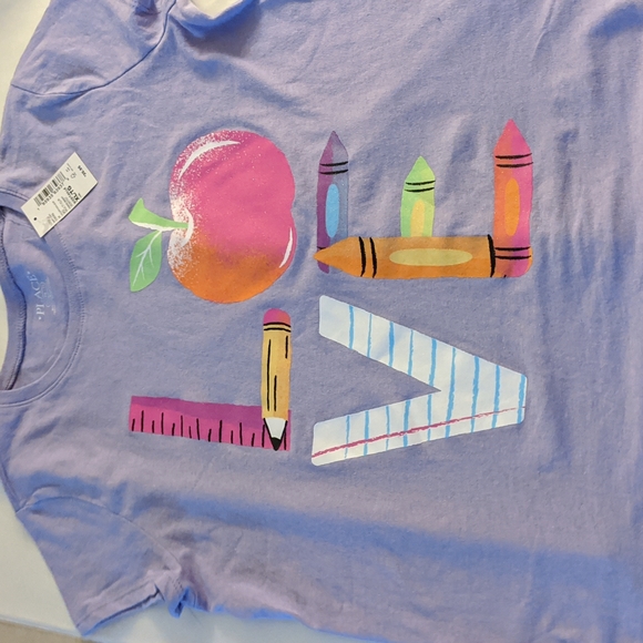🌈 girls children's place size 14 lavender School theme love t-shirt - Picture 1 of 5